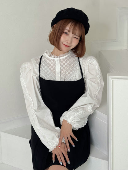 【先行販売】フリルパフスリーブコットンブラウス