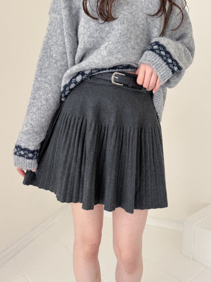 【Official限定価格】ベルト付きニットプリーツスカート