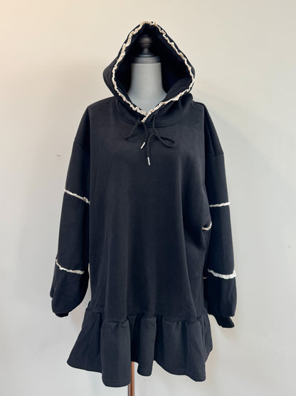 【Official限定価格】裏起毛フリルスエットパーカーワンピ