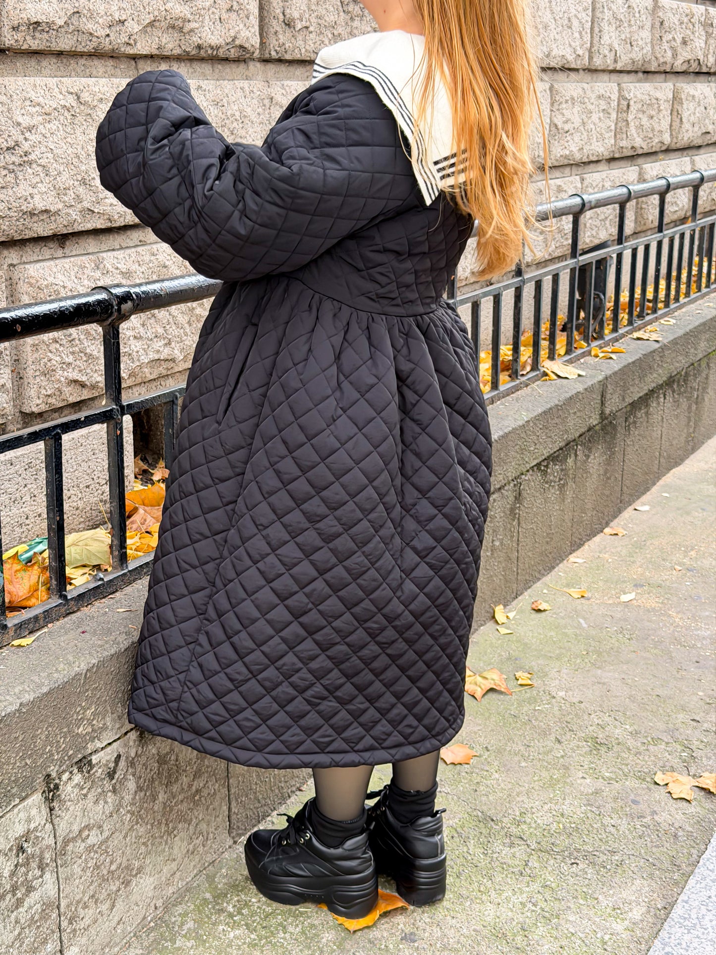 キルティングロングコート