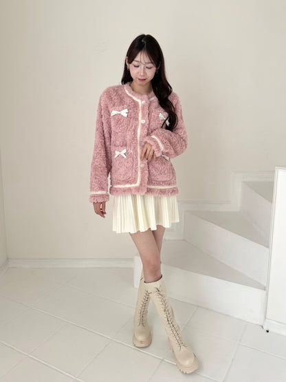 リボン付きガーリーファージャケット