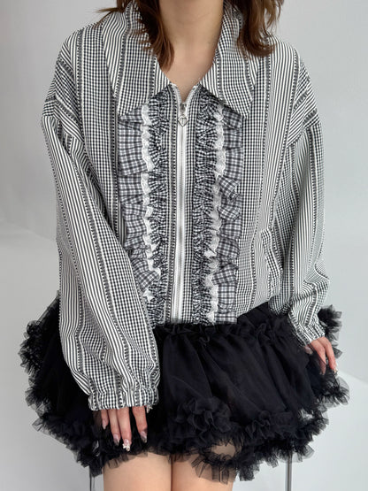 【Official限定価格】ギンガムチェックフリルブルゾン
