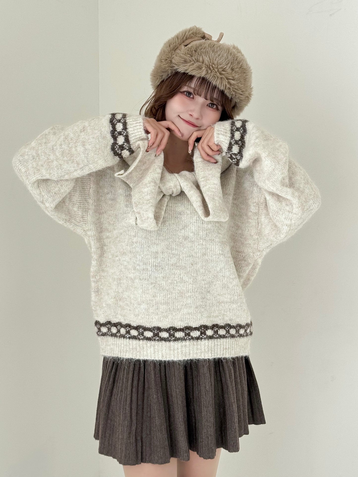 【Official限定価格】リボンショール付きニット