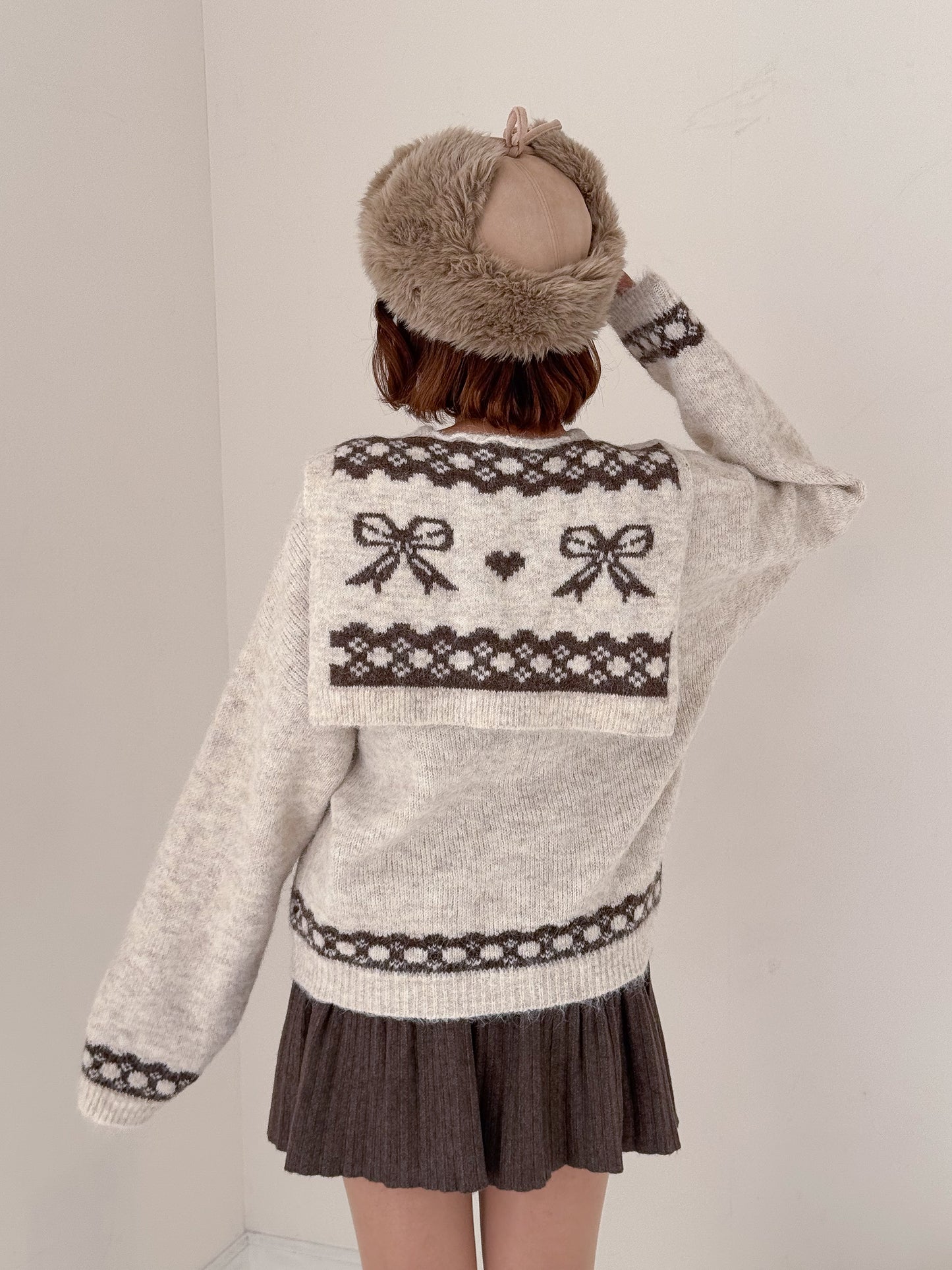 【Official限定価格】リボンショール付きニット