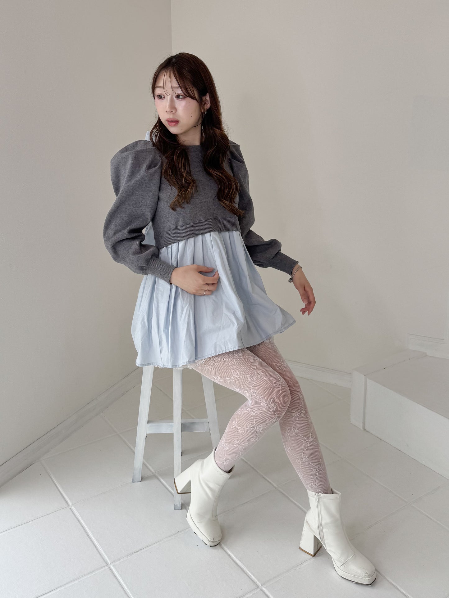 【Official限定価格】バックリボンパフスリーブチュニック