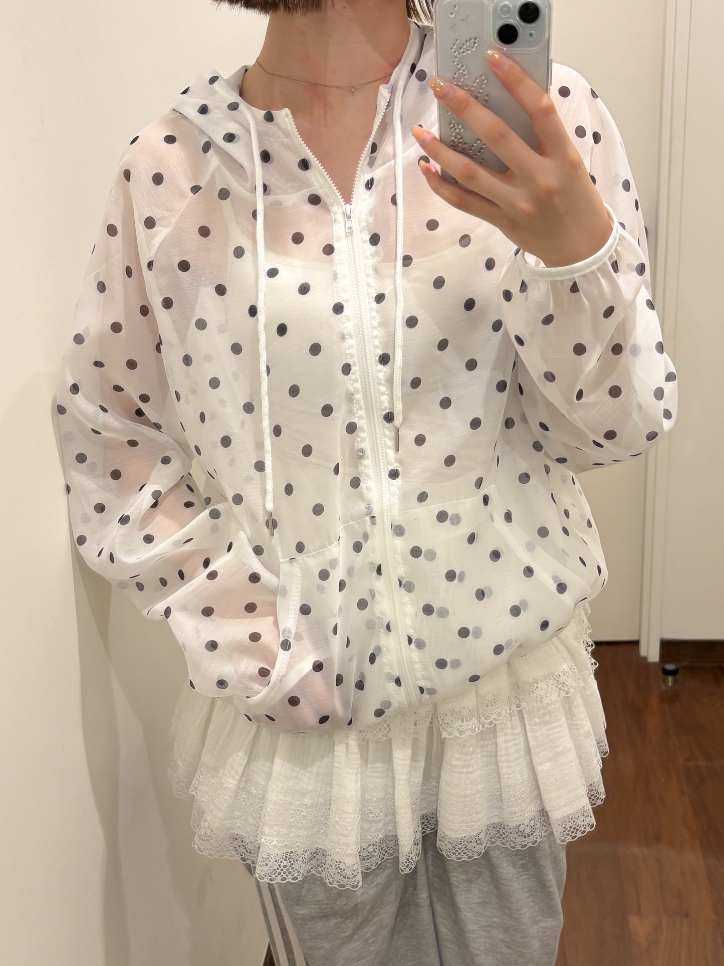 【Official限定価格】ポルカドットオーガンジーブルゾン