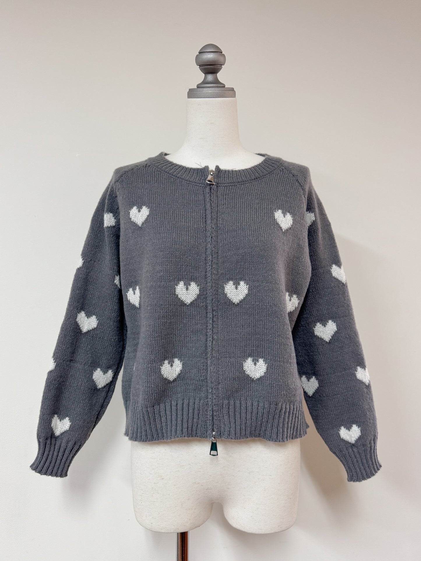 ジップ付きハートニット