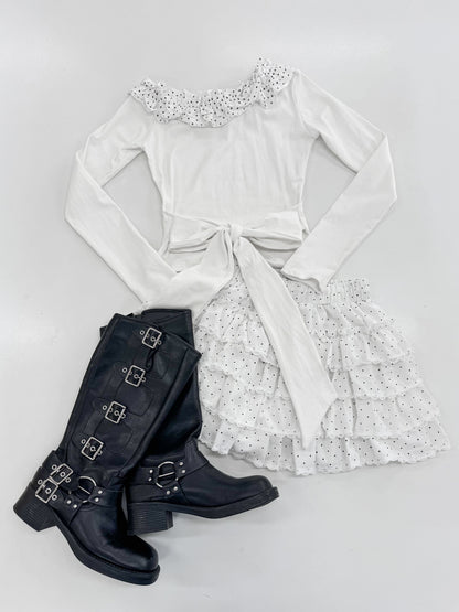 ドットフリルワンショルリボンT