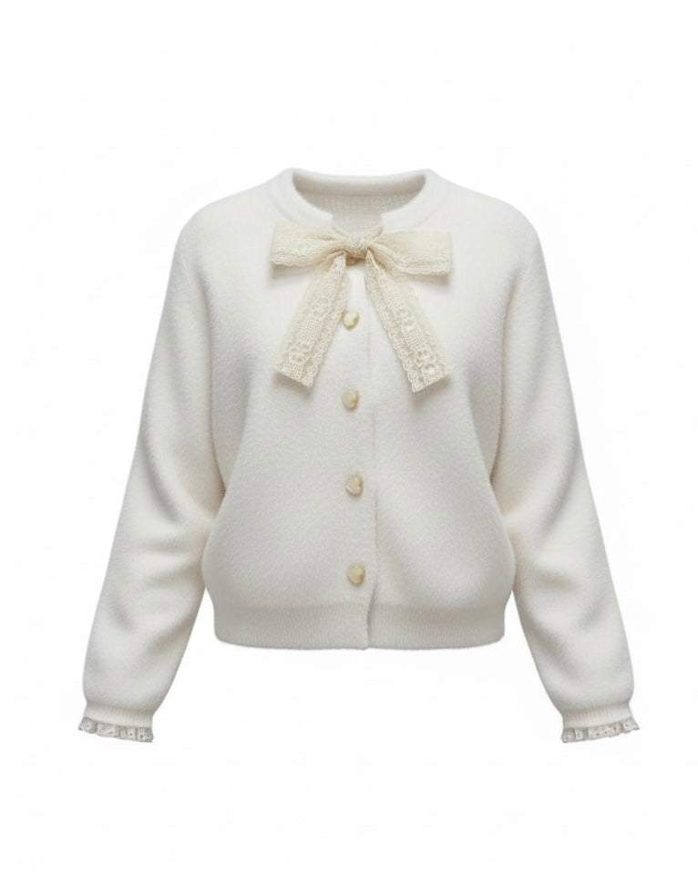 【Official限定価格】ボウタイハートボタンシャギーニット