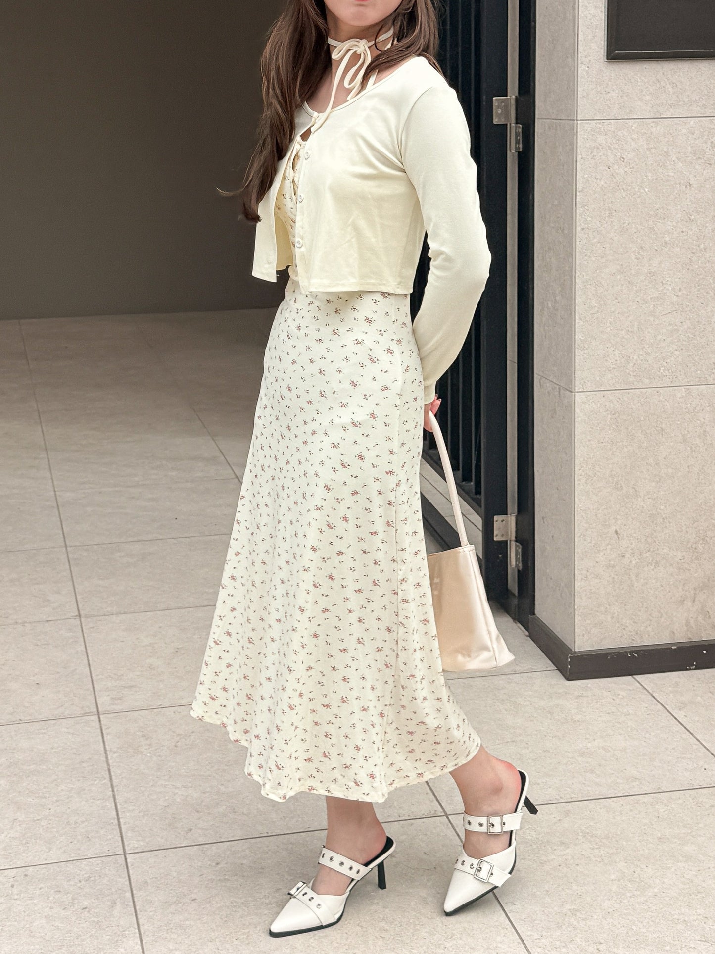 【Official限定価格】小花柄ロングキャミワンピース×カーディガンセット