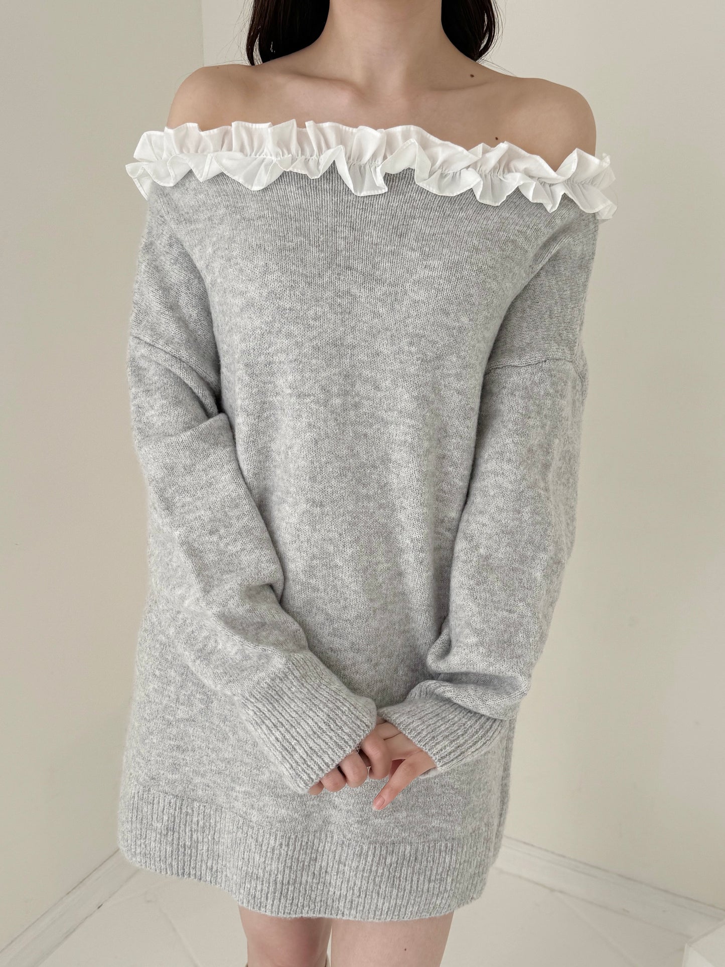 【Official限定価格】フリルニットミニワンピース