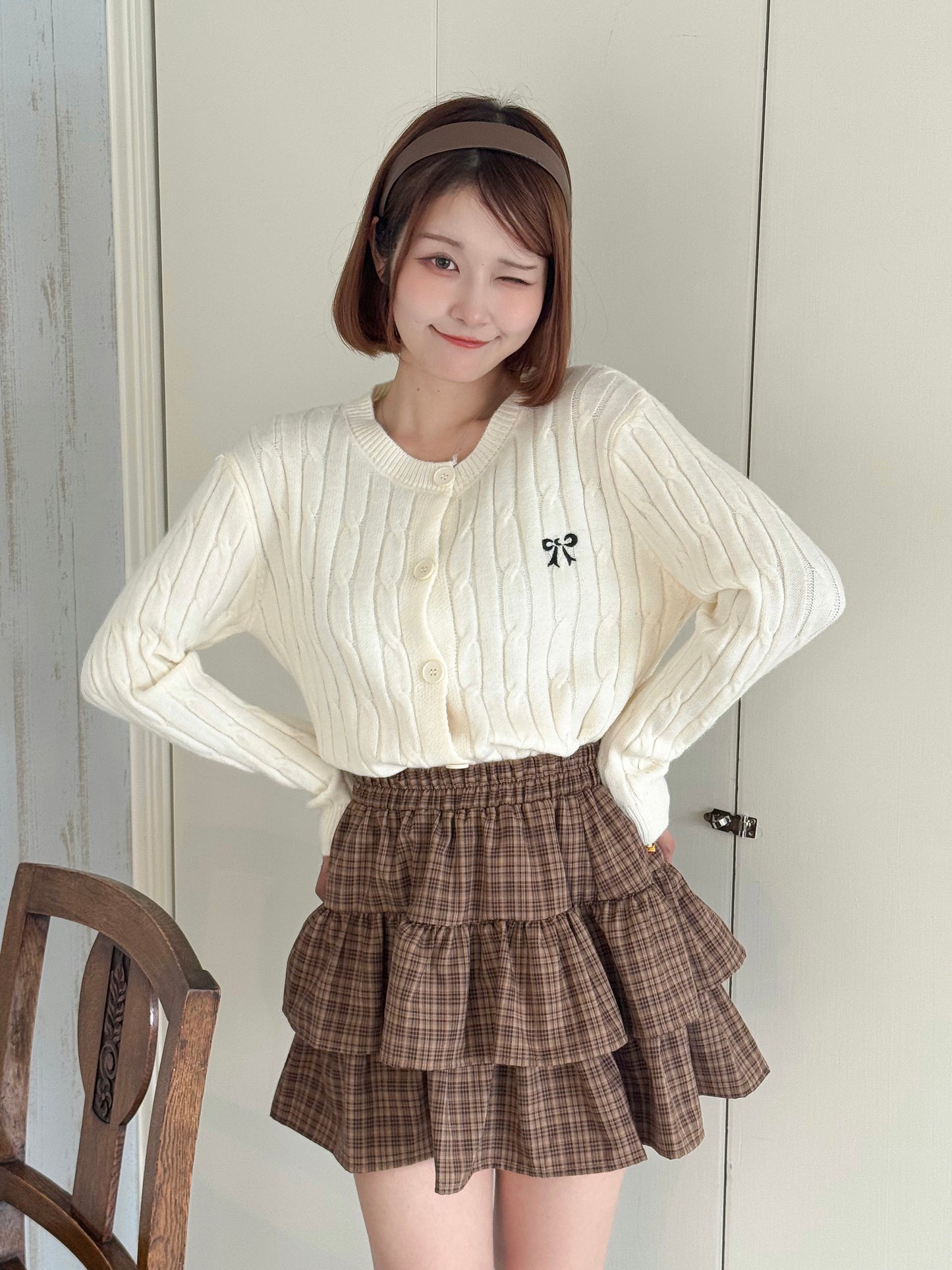 【Official限定価格】リボン刺繍ニットカーディガン
