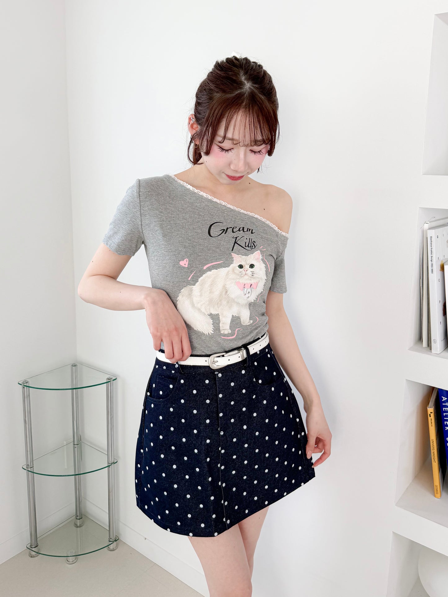 キャットプリントTシャツ