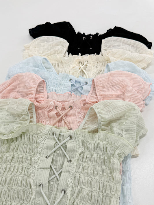 【Official限定価格】レースアップパフブラウス