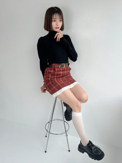 【Official限定価格】ベルト付きチェックスカート
