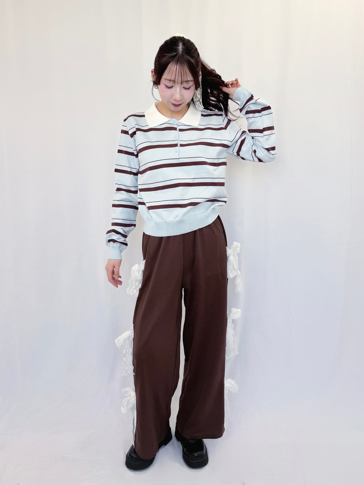 【Official限定価格】襟付きボーダーニットトップス