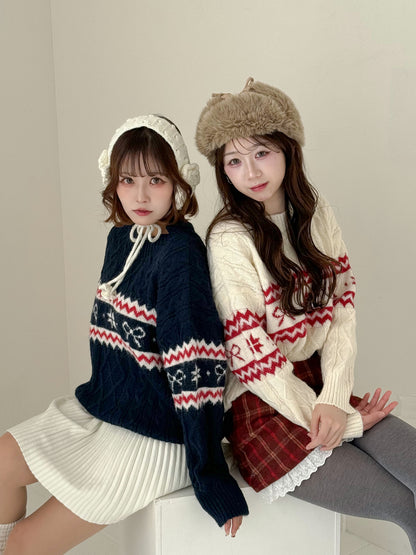 【Official限定価格】モチーフ柄ジャガードニット