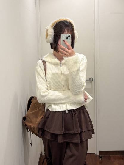 【Official限定価格】ジップ付きシャギードッキングニット