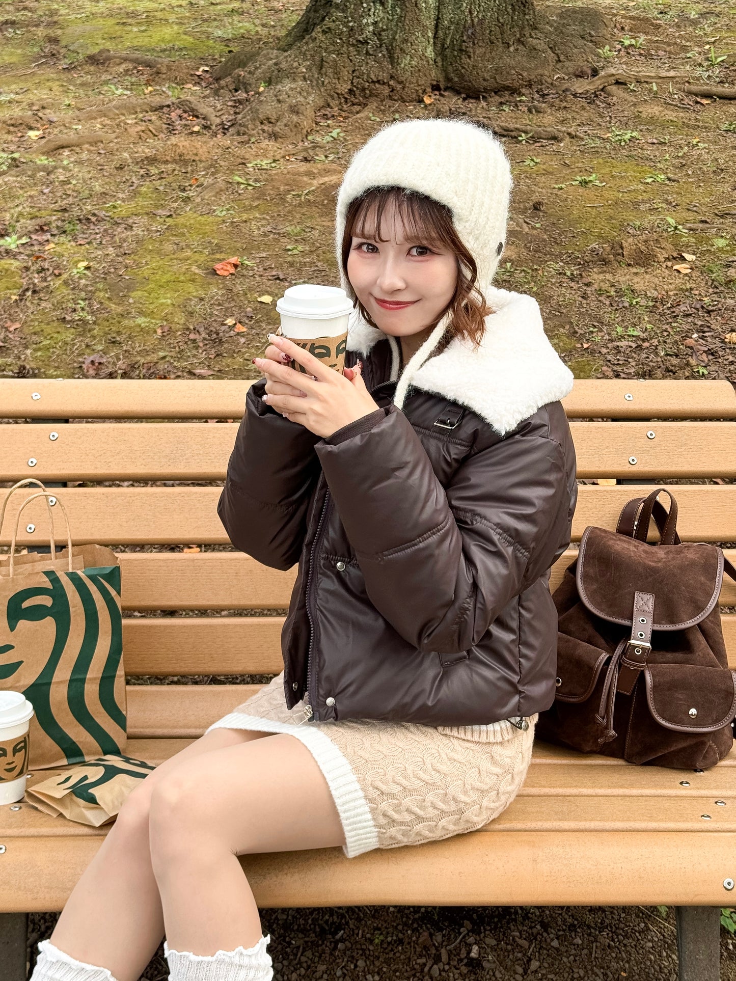 ボア襟付きパフブルゾン