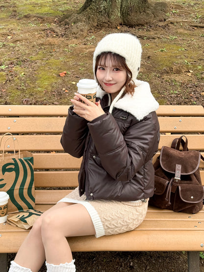 ボア襟付きパフブルゾン