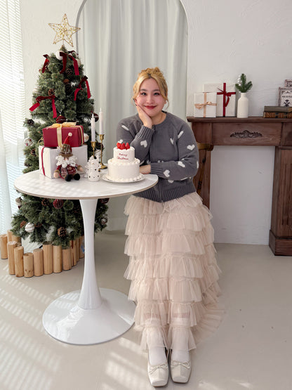 ジップ付きハートニット