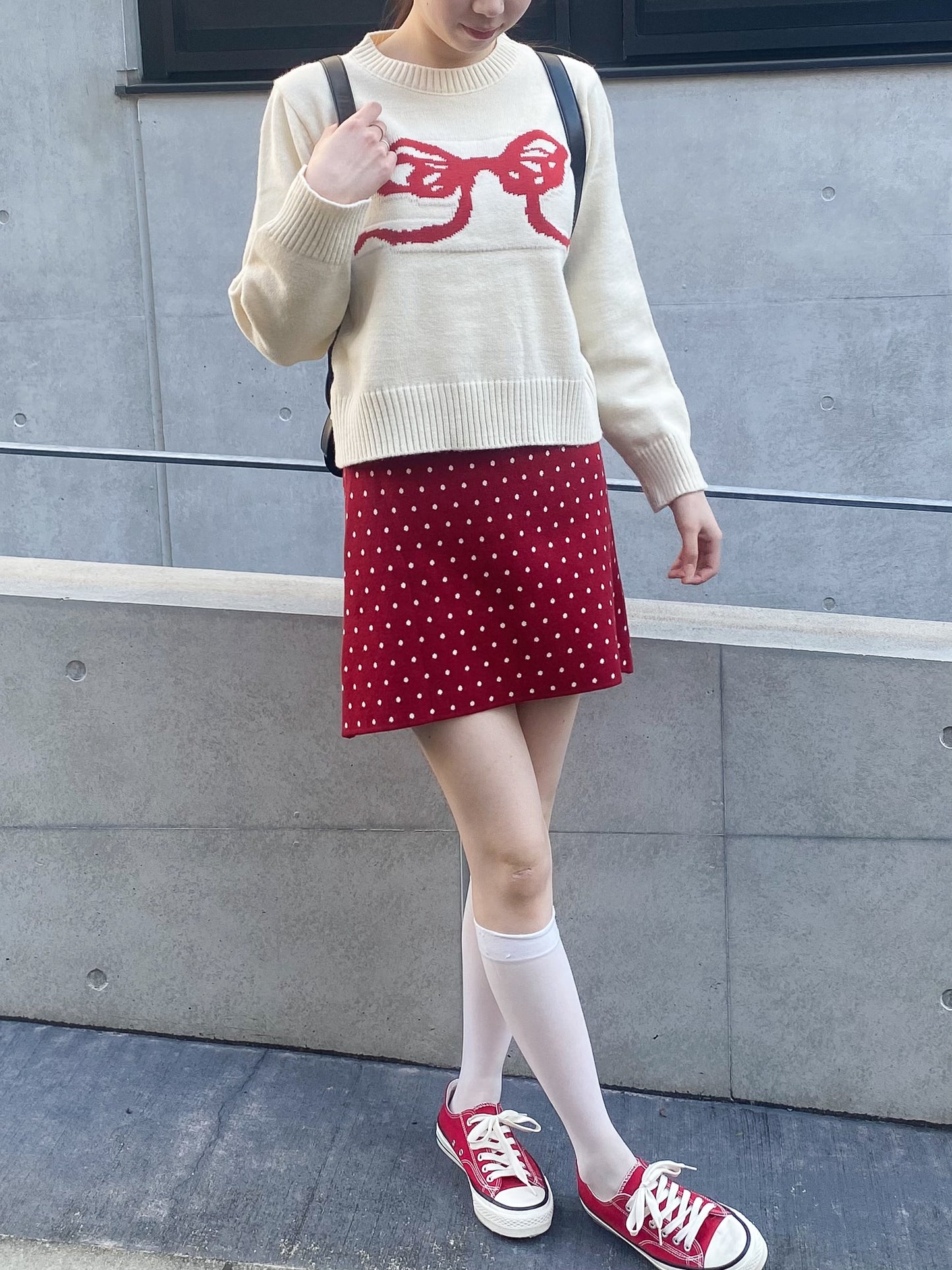 【Official限定価格】ドットニット台形スカート