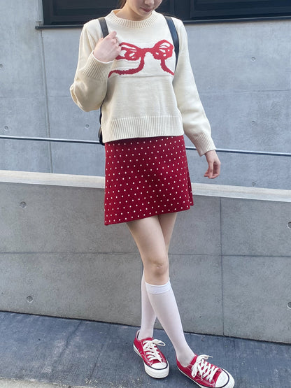 【Official限定価格】ドットニット台形スカート