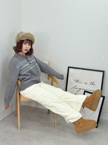 キルティングフリースパンツ