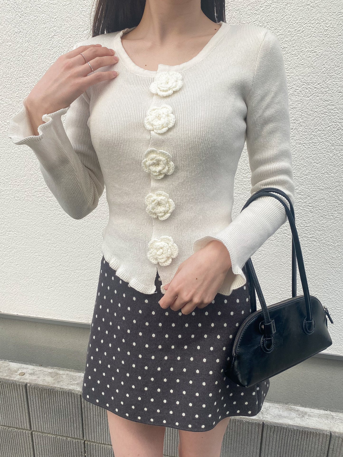 【Official限定価格】ドットニット台形スカート