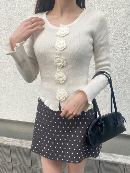 【Official限定価格】ドットニット台形スカート