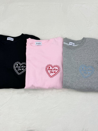 ハート刺繍スエットシャツ