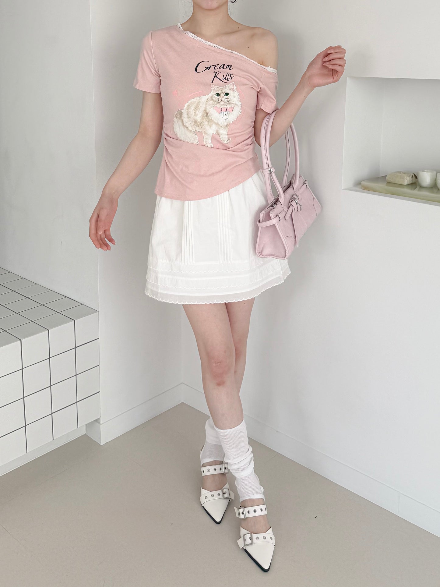 キャットプリントTシャツ