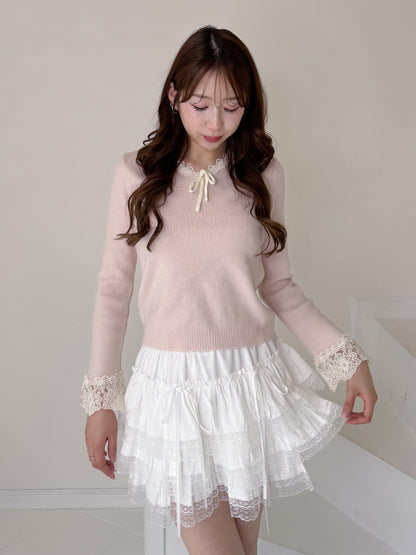 【Official限定価格】レースVネックニット
