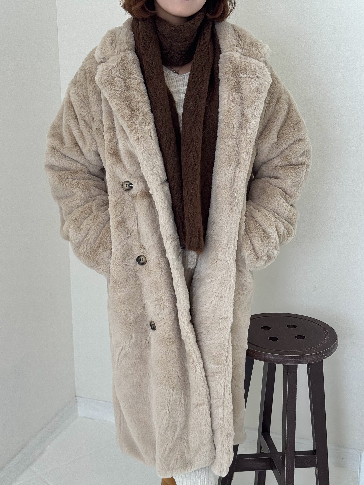 フェイクファーロングコート