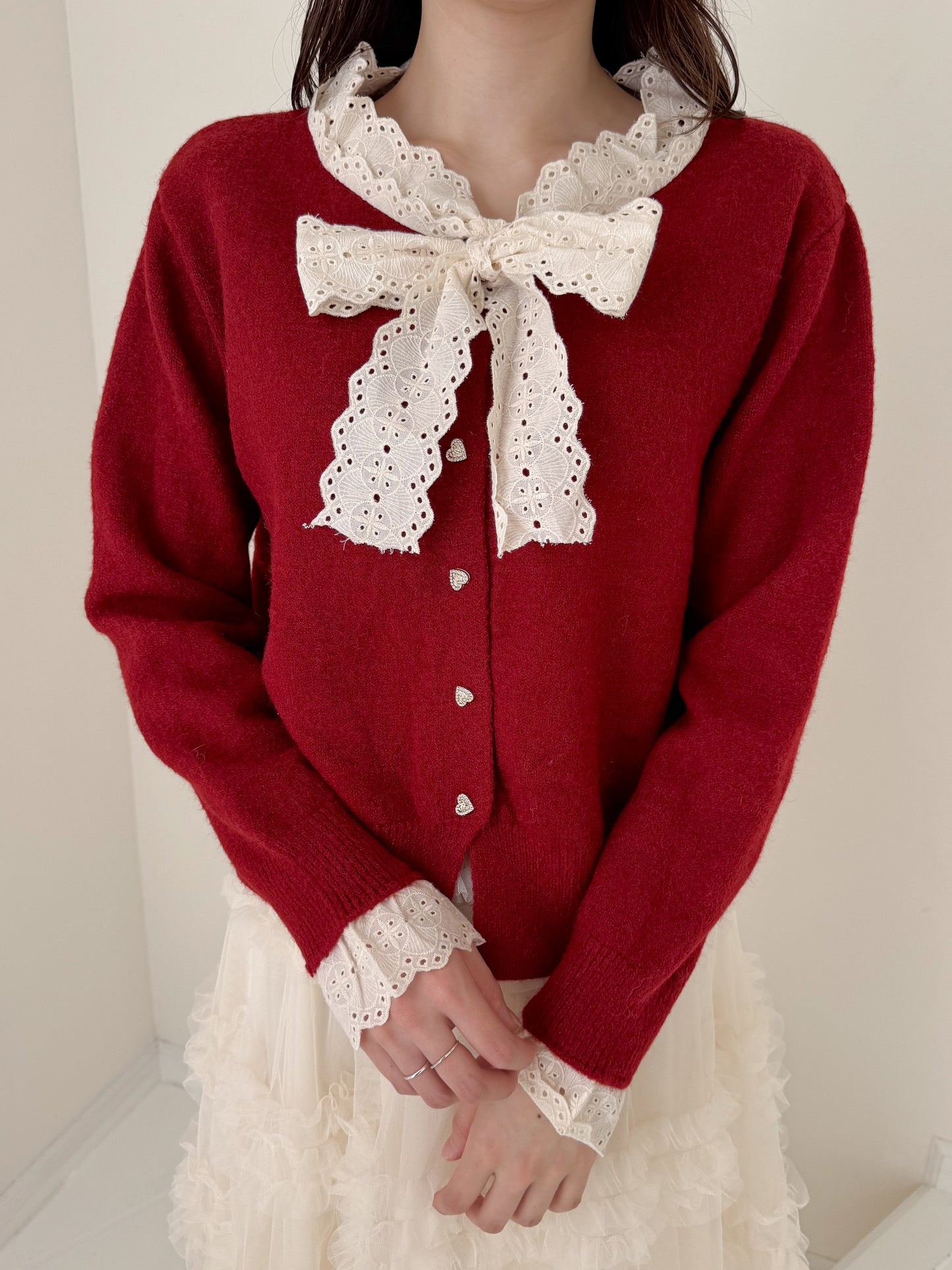 【Official限定価格】ボウタイハートボタンニット