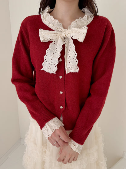 【Official限定価格】ボウタイハートボタンニット