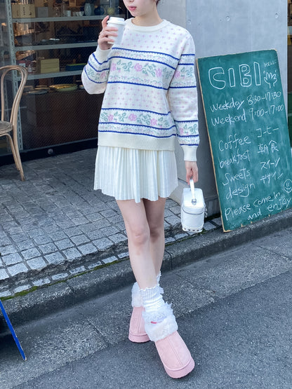 【Official限定価格】ビンテージ風フラワーニット