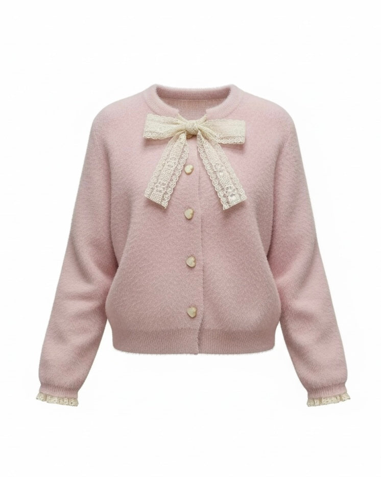 【Official限定価格】ボウタイハートボタンシャギーニット