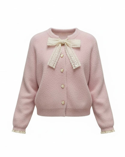 【Official限定価格】ボウタイハートボタンシャギーニット