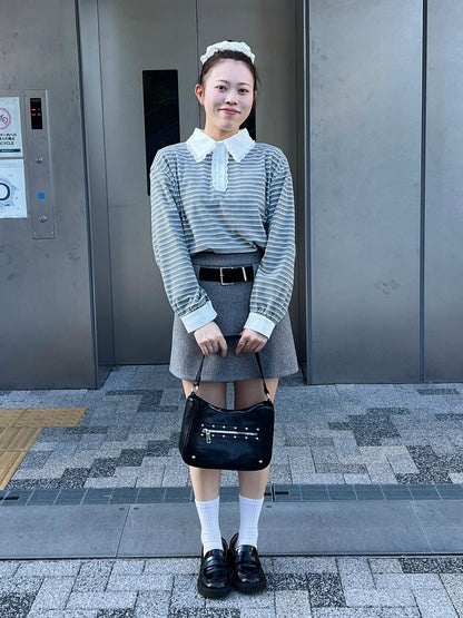 【Official限定価格】フリル襟ボーダーフリーストレーナー