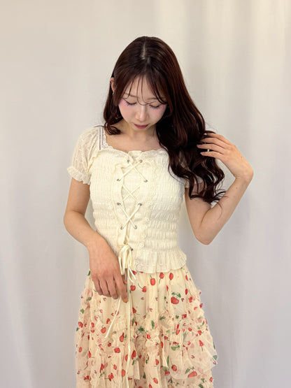 【Official限定価格】レースアップパフブラウス