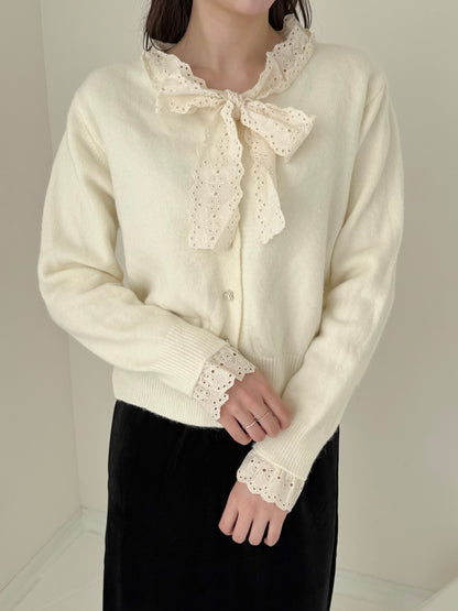 【Official限定価格】ボウタイハートボタンニット