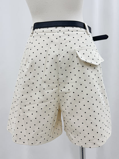 【Official限定価格】ベルト付きドットデニムハーフパンツ