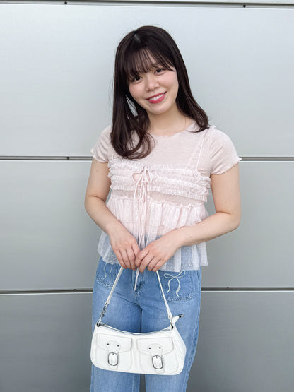 チュールキャミソール付きTシャツ