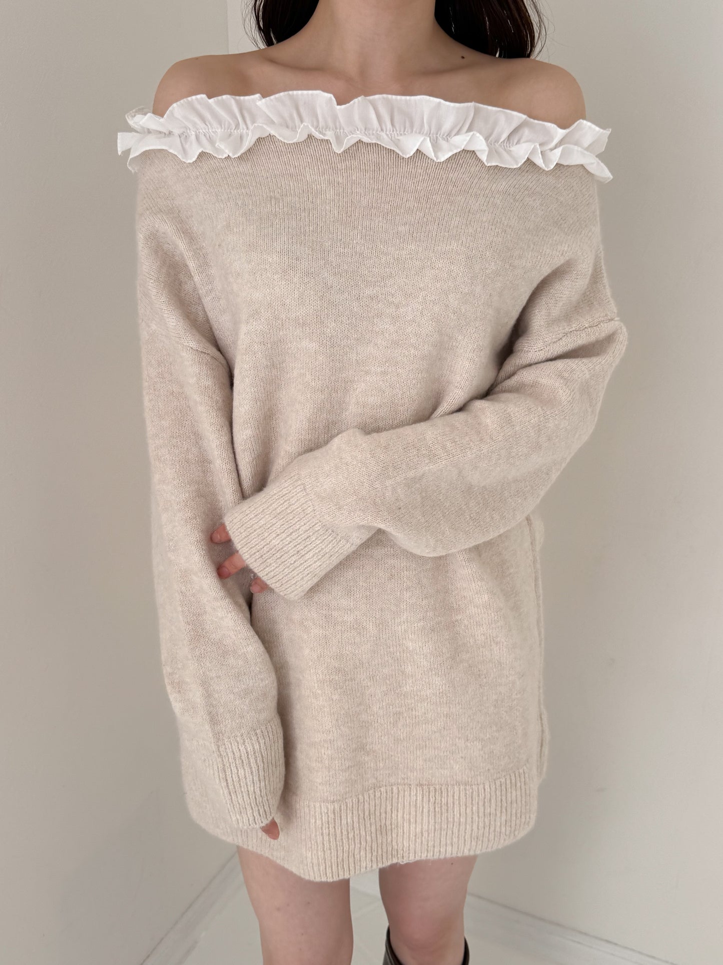 【Official限定価格】フリルニットミニワンピース