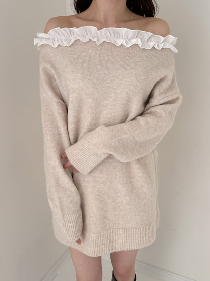 【Official限定価格】フリルニットミニワンピース