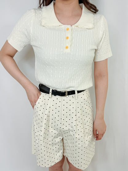 【Official限定価格】ベルト付きドットデニムハーフパンツ