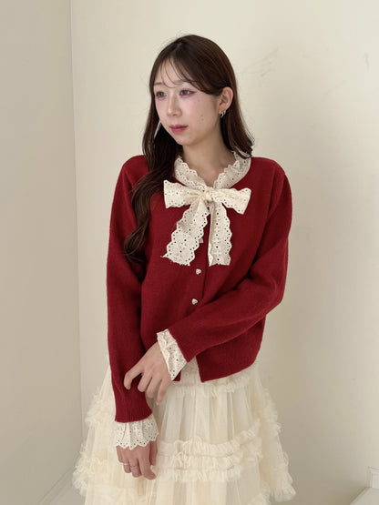 【Official限定価格】ボウタイハートボタンニット