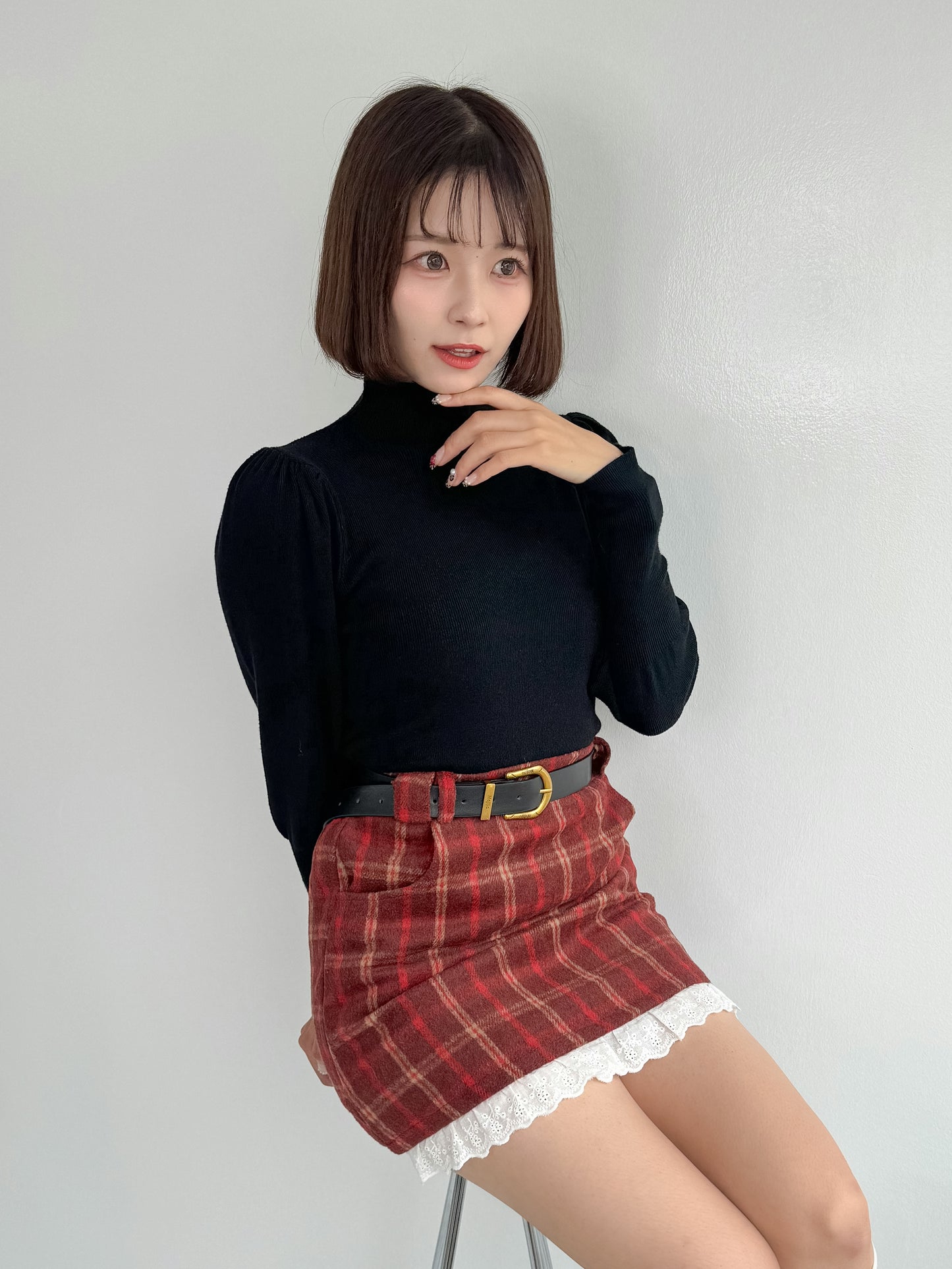 【Official限定価格】ベルト付きチェックスカート