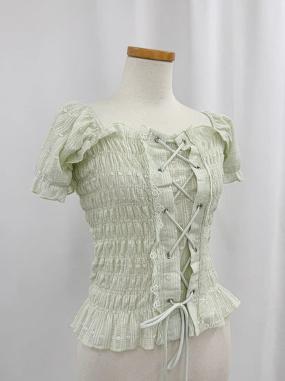 【Official限定価格】レースアップパフブラウス